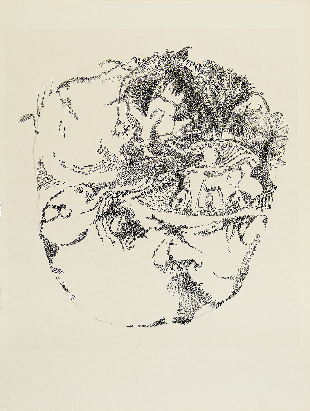 Zeichnung: im Kreise wenn das Herz klopft, 1993